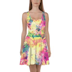 Women’s Skater Dress Abstract Colorful Knee Length Dress | 3d Print