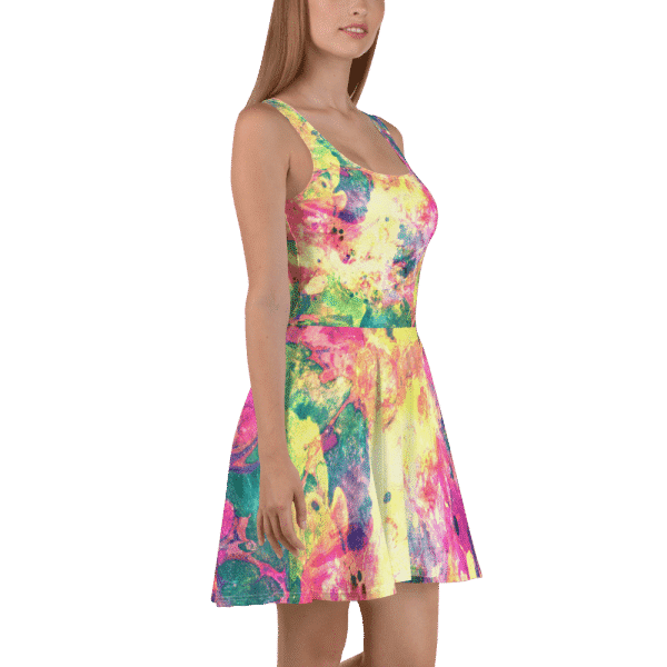 Women’s Skater Dress Abstract Colorful Knee Length Dress | 3d Print