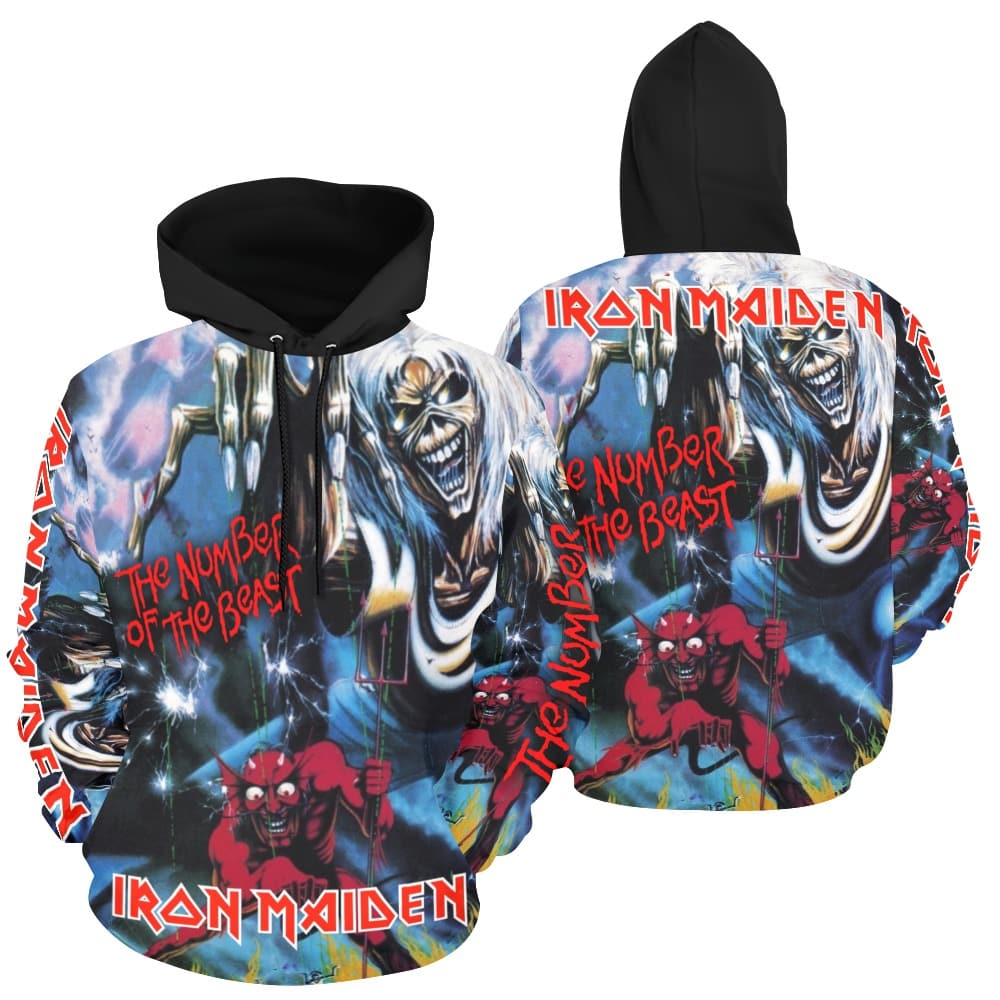 Iron Maiden The Number of the Beast Hoodie Men’s Women’s Heavy Metal USA Size
